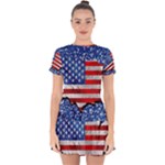 Usa-map-and-flag-on-cement-wall-texture-background-design-1591646654pet Drop Hem Mini Chiffon Dress