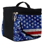 Usa-map-and-flag-on-cement-wall-texture-background-design-1591646654pet Make Up Travel Bag (Small)