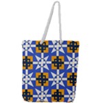 Shapes on a blue background                                                       Full Print Rope Handle Tote (Large)