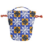 Shapes on a blue background                                                           Drawstring Bucket Bag