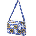 Shapes on a blue background                                                         Front Pocket Crossbody Bag