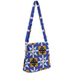 Shapes on a blue background                                                        Zipper Messenger Bag