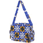 Shapes on a blue background                                                        Buckle Multifunction Bag