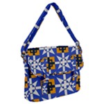 Shapes on a blue background                                                        Buckle Messenger Bag