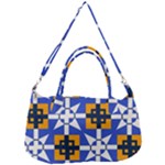 Shapes on a blue background                                                        Removal Strap Handbag