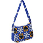 Shapes on a blue background                                                       Zip Up Shoulder Bag