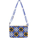 Shapes on a blue background                                                       Double Gusset Crossbody Bag