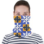 Shapes on a blue background                                                       Face Seamless Bandana (Adult)