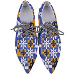 Shapes on a blue background                                                        Women s Pointed Oxford Shoes