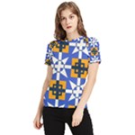 Shapes on a blue background                                                           Men s Short Sleeve Rash Guard