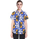 Shapes on a blue background                                                           Women s Short Sleeve Shirt