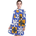 Shapes on a blue background                                                       Long Sleeve Chiffon Shirt Dress