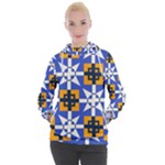 Shapes on a blue background                                                         Women s Hooded Pullover