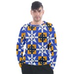 Shapes on a blue background                                                         Men s Long Sleeve Raglan Tee