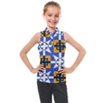 Shapes on a blue background                                                         Kids  Sleeveless Polo Tee