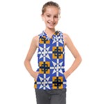 Shapes on a blue background                                                        Kids  Sleeveless Hoodie