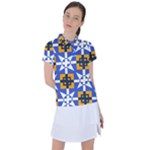 Shapes on a blue background                                                          Women s Polo Tee