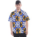 Shapes on a blue background                                                         Men s Short Sleeve Shirt