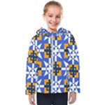 Shapes on a blue background                                                          Kids  Hooded Puffer Jacket