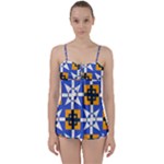 Shapes on a blue background                                                          Babydoll Tankini Set