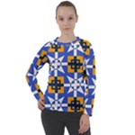 Shapes on a blue background Women s Long Sleeve Raglan Tee