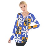 Shapes on a blue background                                                            Women s Tie Up Tee