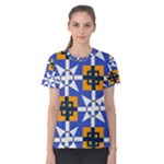 Shapes on a blue background                                                           Women s Cotton Tee