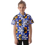 Shapes on a blue background          Kids  Short Sleeve Shirt