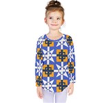 Shapes on a blue background                                                            Kids  Long Sleeve Tee