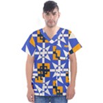 Shapes on a blue background                                                            Men s V-Neck Scrub Top