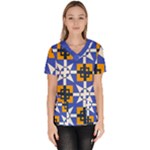 Shapes on a blue background                                                            Women s V-Neck Scrub Top