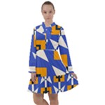 Shapes on a blue background                                                             All Frills Chiffon Dress