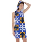 Shapes on a blue background                                                            Racer Back Hoodie Dress