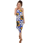 Shapes on a blue background                                                           Waist Tie Cover Up Chiffon Dress