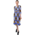 Shapes on a blue background                                                              Ruffle End Midi Chiffon Dress