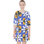 Shapes on a blue background                                                             Quarter Sleeve Pocket Dress