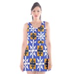 Shapes on a blue background                                                           Scoop Neck Skater Dress