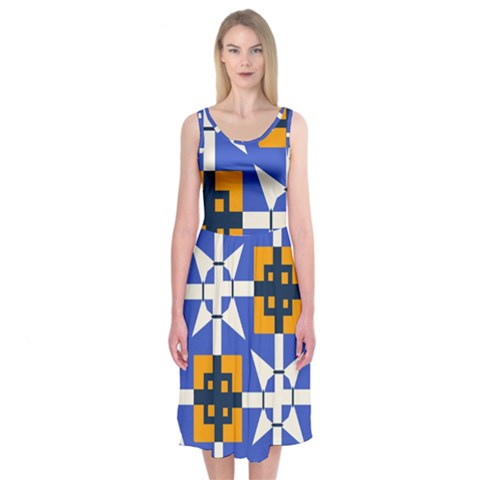 Shapes on a blue background                                                          Midi Sleeveless Dress from ArtsNow.com