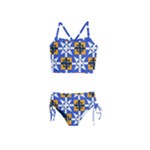 Shapes on a blue background                                                           Girls  Tankini Swimsuit