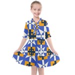 Shapes on a blue background                                                        Kids  All Frills Chiffon Dress