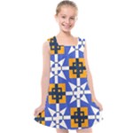 Shapes on a blue background                                                        Kids  Cross Back Dress