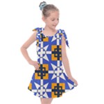 Shapes on a blue background                                                       Kids  Tie Up Tunic Dress