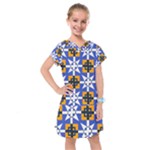 Shapes on a blue background                                                            Kids  Drop Waist Dress