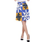 Shapes on a blue background                                                           A-line Skater Skirt