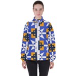 Shapes on a blue background                                                           High Neck Windbreaker (Women)