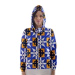 Shapes on a blue background                                                           Hooded Wind Breaker (Women)