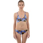 Shapes on a blue background                                                             Wrap Around Bikini Set