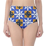 Shapes on a blue background                                                           High-Waist Bikini Bottoms