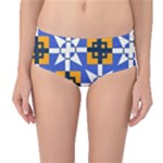 Shapes on a blue background                                                           Mid-Waist Bikini Bottoms