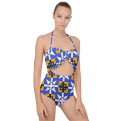 Scallop Top Cut Out Swimsuit 